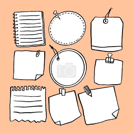 Illustration for Set of different note papers on isolated background.Vector illustration. - Royalty Free Image