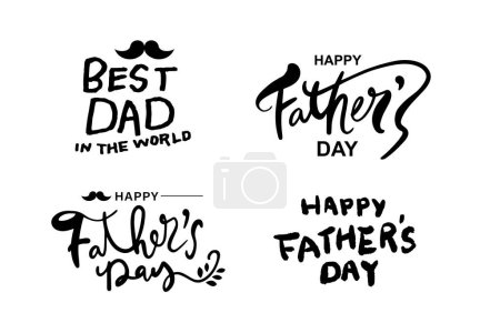 Illustration for Vector illustration of joyous celebration of Happy Father's Day-hand drawn lettering phrase. Fathers day greeteng text. - Royalty Free Image