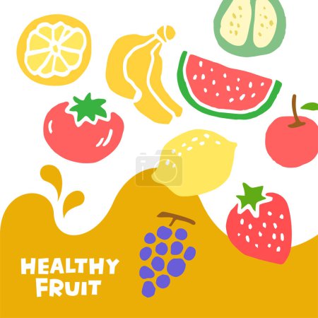 Illustration for Healthy food concept. Colorful big collection with fruits and vegetables. - Royalty Free Image
