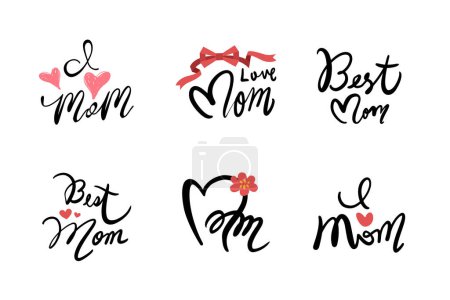 Illustration for Vector illustration of joyous celebration of Happy Mother's Day, assorted written text for Mother's Day - Royalty Free Image