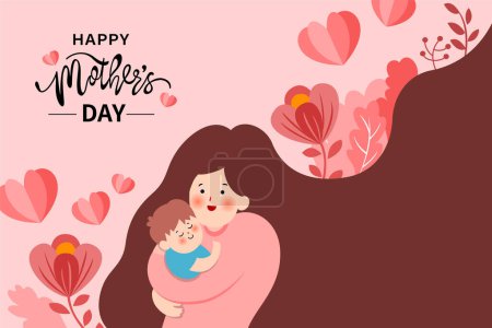 Ilustración de Ilustración vectorial de feliz celebración del Día de la Madre. - Imagen libre de derechos