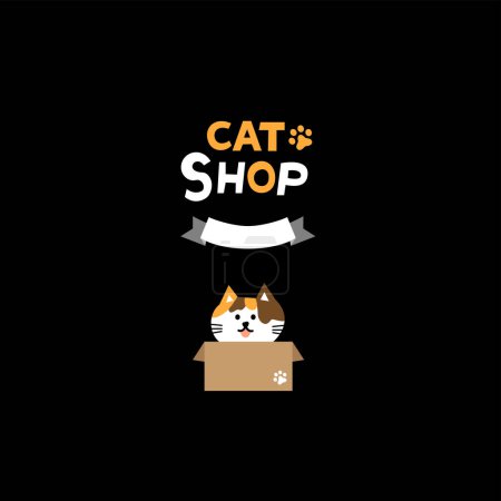 Ilustración de Cabeza de gato vector emoji. Ilustración vectorial de una tienda promocional con gato negro sentado en una caja de cartón sobre fondo negro. - Imagen libre de derechos