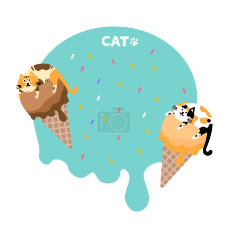 Illustration for Cat head emoji vector. Pet orange cat ice cream vector illustration. - Royalty Free Image