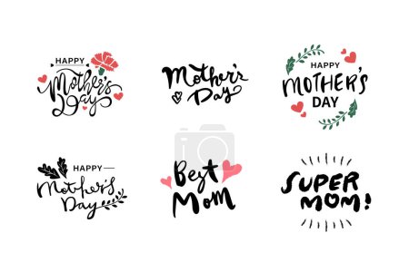 Illustration for Vector illustration of joyous celebration of Happy Mother's Day, assorted written text for Mother's Day - Royalty Free Image