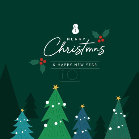 Illustration for Merry Christmas note paper vector illustration with Christmas tree background. - Royalty Free Image