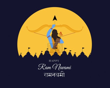 Illustration for Illustration of Lord Rama killing Ravana in Dussehra Navratri festival of India - Royalty Free Image