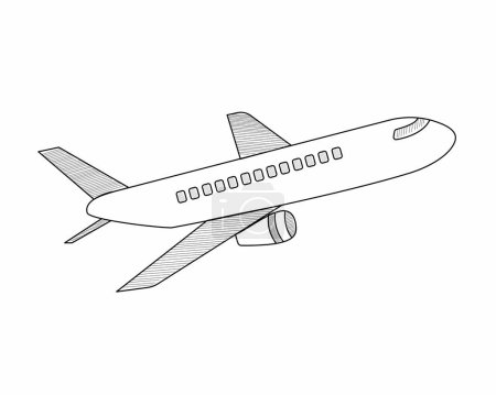 Illustration for Airplane outline drawing vector illustation - Royalty Free Image