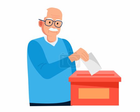 Ilustración de Ciudadanos de edad avanzada que votan en las elecciones generales - Imagen libre de derechos