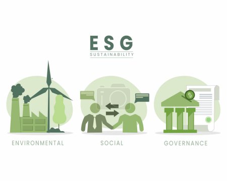 esg for business and organization, environment, social, governance and sustainability development vector illustration