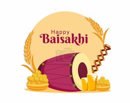 festival punjabi de joyeuse fête baisakhi carte de v?ux et fond