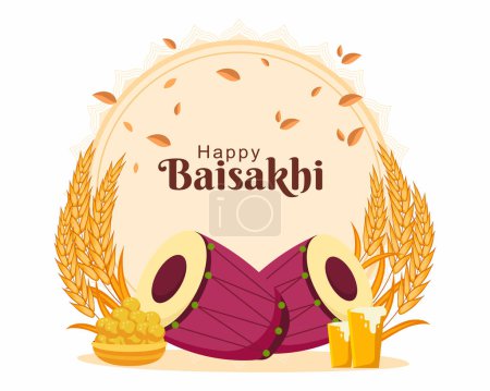 heureux baisakhi punjabi sikh festival flyer affiche bannière accueil créatif