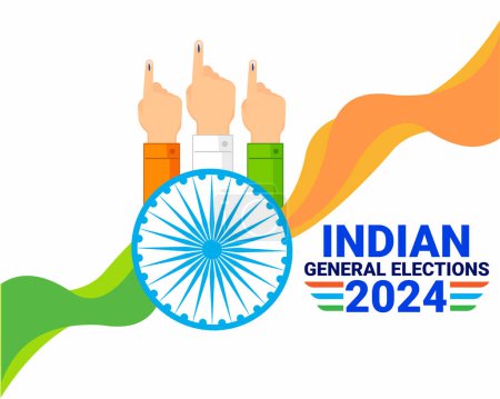 ilustración de la mano que muestra voto dedo voto para las elecciones generales indias en la India