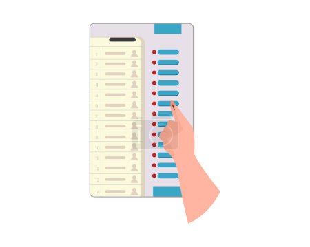 election voting machine voting finger with ink marked on nails vector illustration