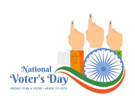 Nationaler Wahltag Indien mit Trikolore-Hand mit Wahlsymbol zur Begrüßung, Social-Media-Posting