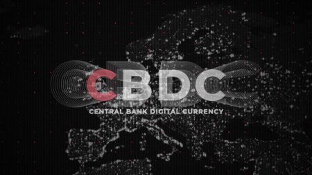 Zentralbank Digitalwährung CBDC, Europa 3D-Grafikkonzept
