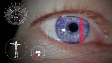 Téléchargez les photos : Vision oculaire Ophtalmologie diagnostic avec une machine moderne. Examen médical futuriste - en image libre de droit