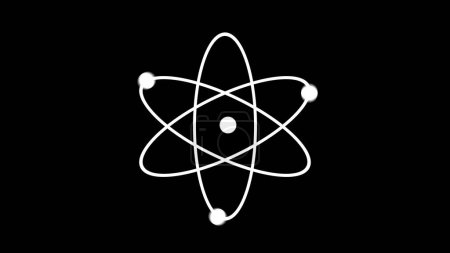 Rotierende Quantenatome Animation auf schwarzem Hintergrund. Abstrakte Wissenschaft Physik Konzept. Alpha Channel inklusive
