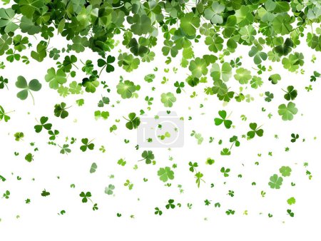 Green clover background. Three Leaf Clover Edge St. Patrick's Day Border.