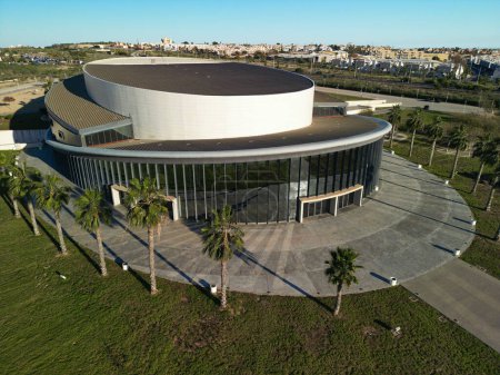 Photo for Torrevieja, Spain - January 2023. The International Music Auditorium, designed by the architect Jose Maria Tomas. Contemporary Concert Hall on Costa Blanca. - Royalty Free Image