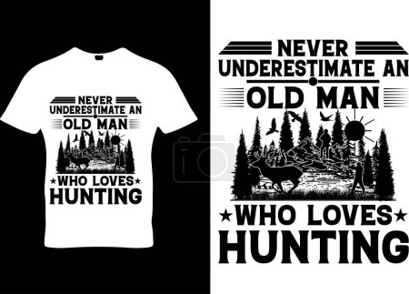 Alter Mann liebt T-Shirt-Print im Jagd-Design
