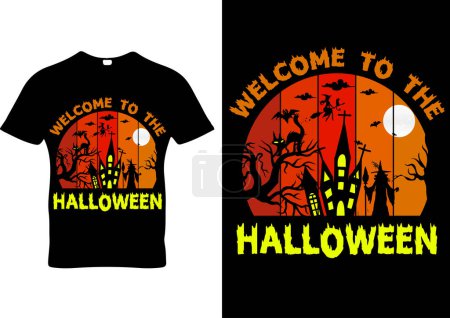 Ilustración de Noche de miedo de Halloween camiseta de diseño de impresión listo - Imagen libre de derechos