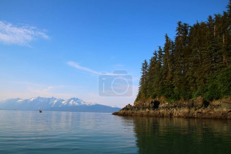 View of Kakuhan Range from William Henry Bay in the US state of Alaska  