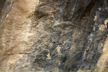 Petroglyph in Qobustan National Park, Azerbaijan 