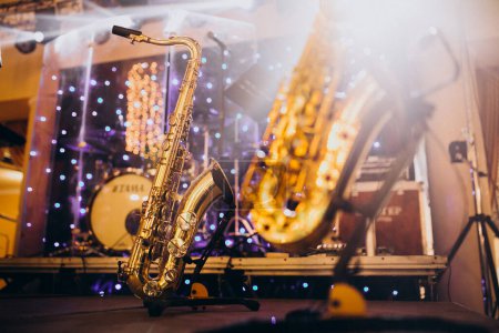 Photo for Musical instruments isolated on a party evening - Royalty Free Image
