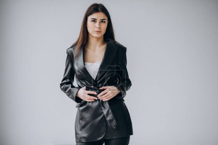 Photo for Young woman model demonstring upper cloths - Royalty Free Image