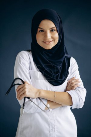 Photo for Muslim woman doctor isolated with stethoscope - Royalty Free Image