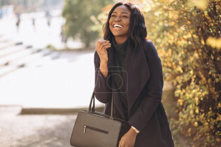 Photo for African american woman happy in park - Royalty Free Image