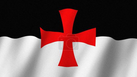 Foto de Bandera Templaria ondeando. Bandera de los Caballeros Templarios imágenes - Imagen libre de derechos