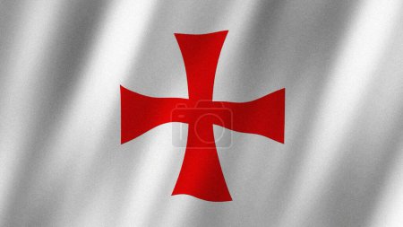 Foto de Bandera Templaria de Caballeros. Bandera Templaria ondeando. Bandera de los Caballeros Templarios imágenes - Imagen libre de derechos