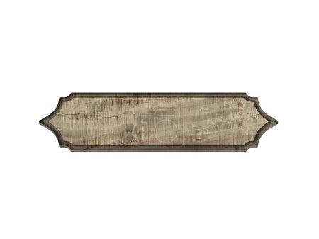 Photo for Plank signage, wooden plank dark brown isolated on white - Royalty Free Image