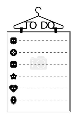 Illustration for To do list hanging on a clothing hanger on white backgroud vector illustration. Checklist, task list vector illustration. - Royalty Free Image