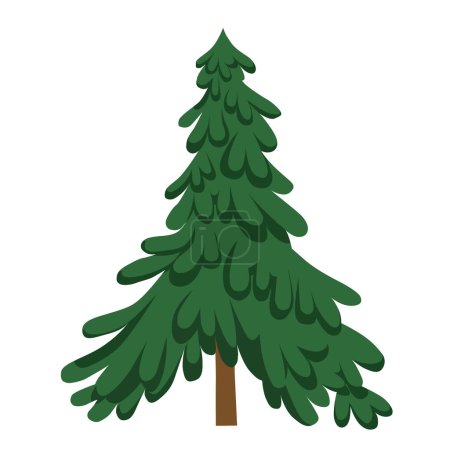 Illustration for Green vector coniferous tree. Flat stylized spruce for card design, web design, clothes pattern, and game illustration. Simple Christmas Tree Template. Isolated vector illustration EPS 10. - Royalty Free Image