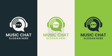 Ilustración de Chat de burbujas con combinaciones de diseño de logotipo de música - Imagen libre de derechos