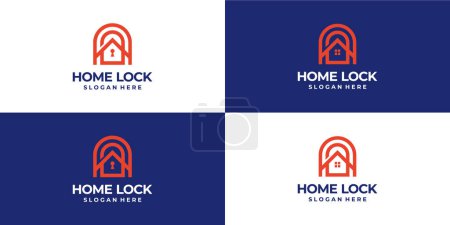 Ilustración de Cerradura de casa, combinaciones de diseño de logotipo de forma clave - Imagen libre de derechos