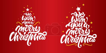 Illustration for Merry Christmas vector text Calligraphic Lettering design card template. Creative typography for Holiday Greeting Gift Poster. Calligraphy Font style Banner. - Royalty Free Image