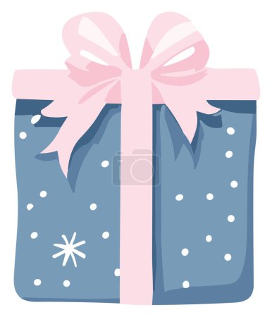 Illustration for A blue and pink gift box with glossy finish adds a touch of luxury, making it perfect for birthdays, anniversaries, or holiday celebrations. - Royalty Free Image
