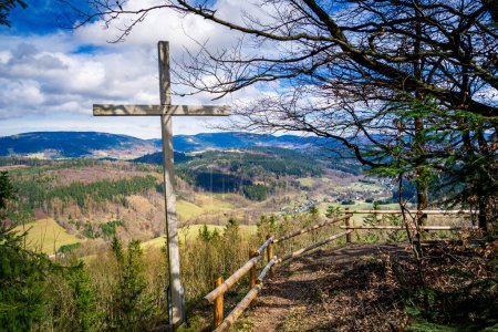 Wooden Cross on Top of Hill