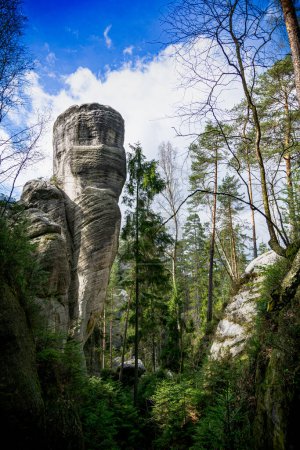 Photo for Massive Rock Formation in the Heart of a Czech Republic Forest - Royalty Free Image
