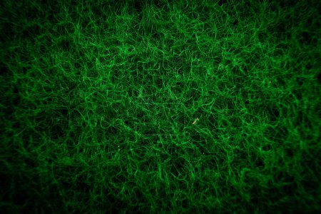 Gros plan détaillé du côté rugueux vert d'une texture d'éponge