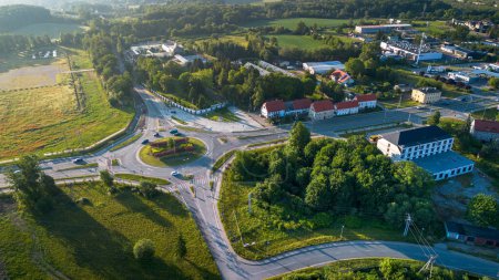 Aerial View of a Roundabout in Walbrzych, Poland