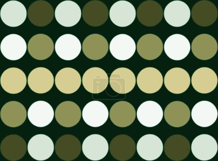 Seamless pattern with polka dots in green on the dark green nackground and beige tones