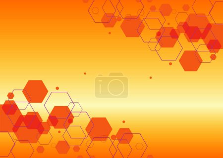 Abstract orange background with hexagons. Vector illustration. 