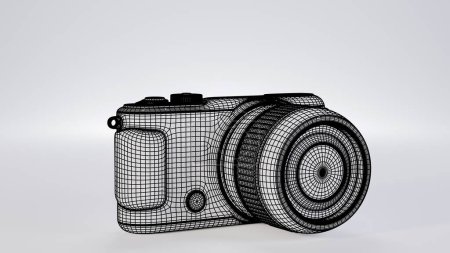 Foto de Diseño de producto de cámara sin espejo digital de bolsillo concepto de foto premium 3d render - Imagen libre de derechos