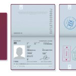 Passport template. Official id document visa sapling pages cards legal travel badges vector pictures. Illustration official passport id, european union document