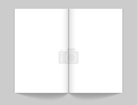 Ilustración de Una maqueta realista de revista abierta. Libro blanco vacío. Cuaderno de bocetos, cuaderno o planificador con ilustración vectorial de páginas en blanco. Blanco papel en blanco, página revista, catálogo vacío - Imagen libre de derechos