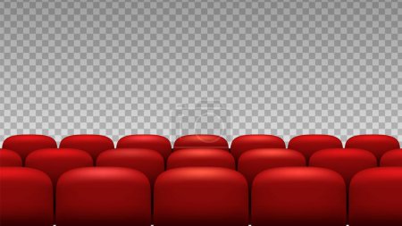Illustration for Rows seats. Red theater movie opera seats isolated on transparent background. Vector chairs backdrop to premiere event in theater, auditorium cinema interior illustration - Royalty Free Image